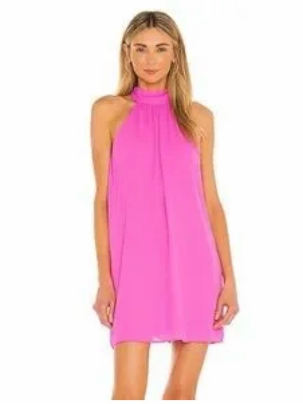 Krisa EUC Sleeveless Halter Cocktail Dress in Bright Pink S